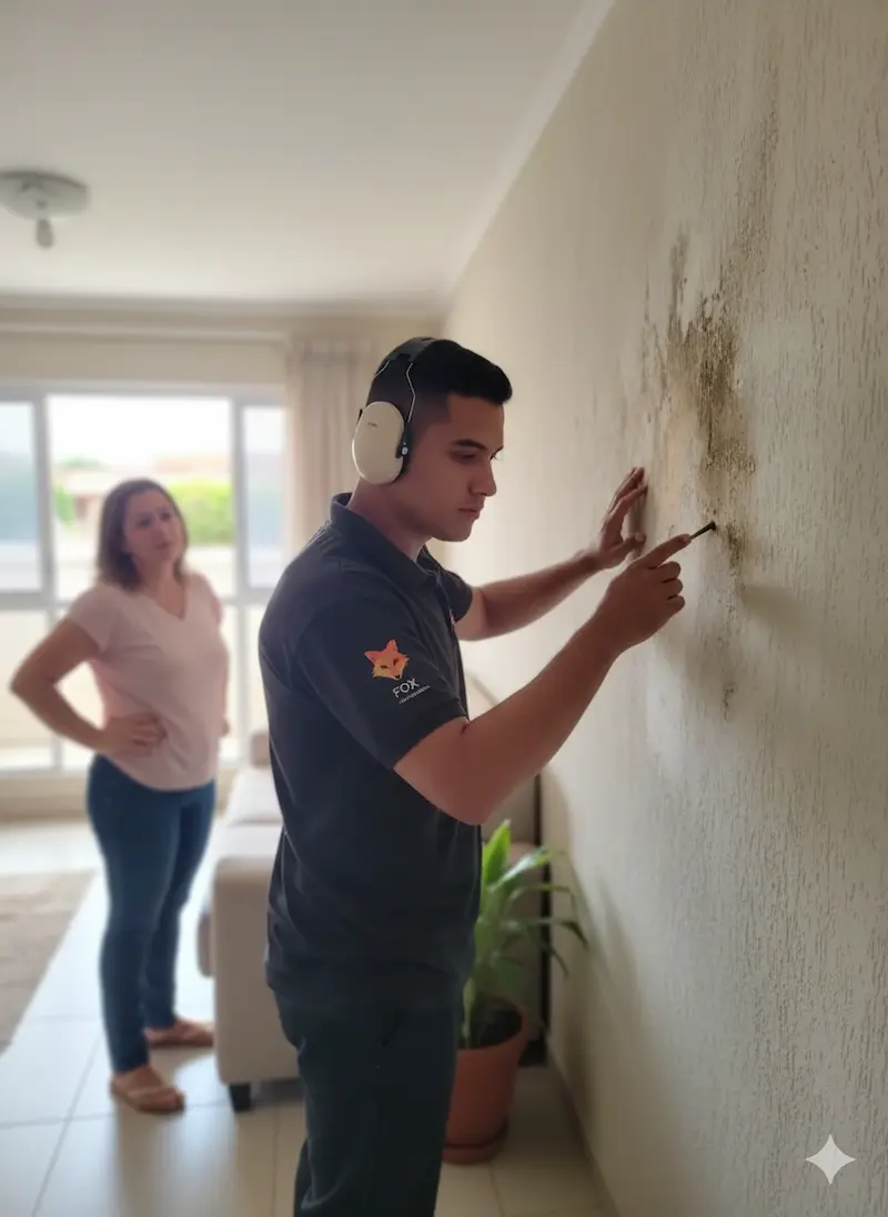 Infiltração e mofo na parede - detecção de vazamento