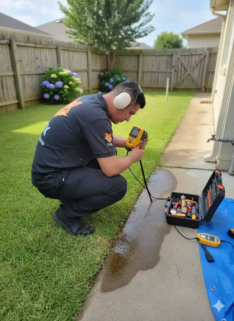 Técnico FOX localizando vazamento com geofone em São Paulo