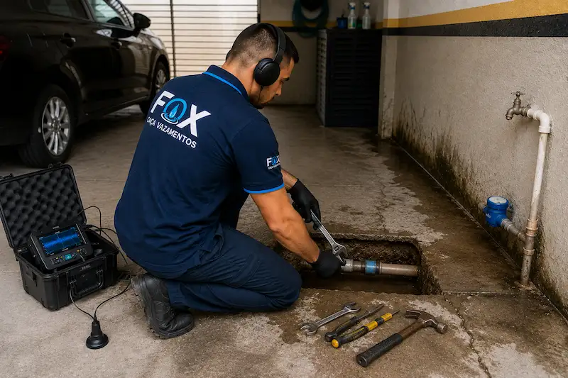 Reparo após localização do vazamento
